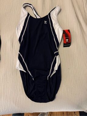 TYR Navy & White Women's Training One-Piece Swimsuit